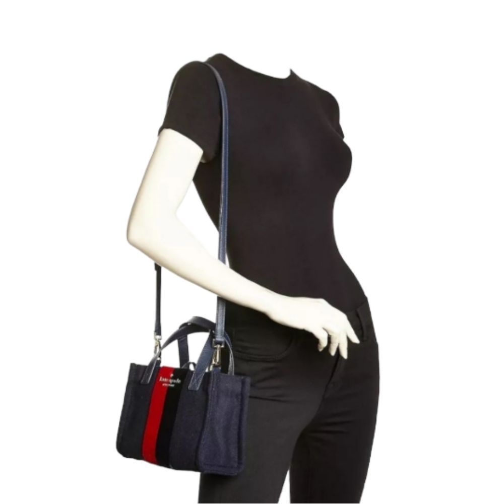 KATE SPADE Washington Square Sam {Rare} Wool Bag w/Navy & Red Decorative Sash
